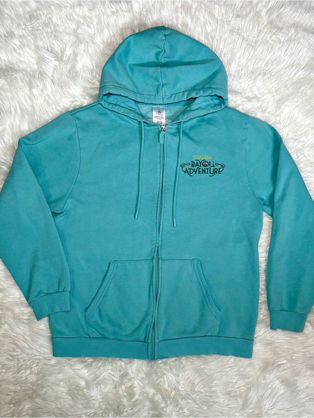 Disney Princess Tiana’s Bayou Adventure Teal Blue Hooded Jacket M Zip Up Hoodie